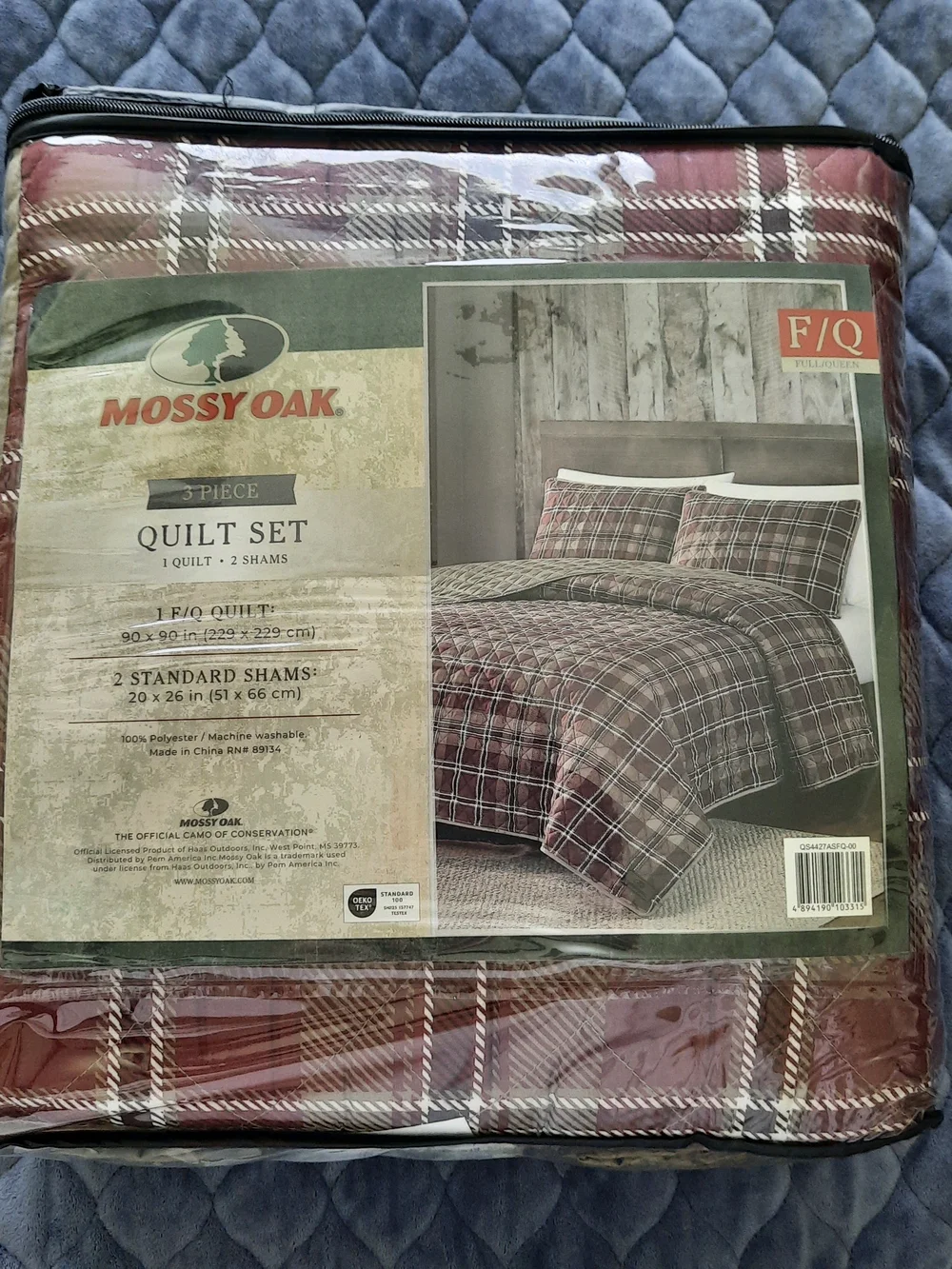 Mossy Oak Burgundy Plaid Quilted Comforter Set